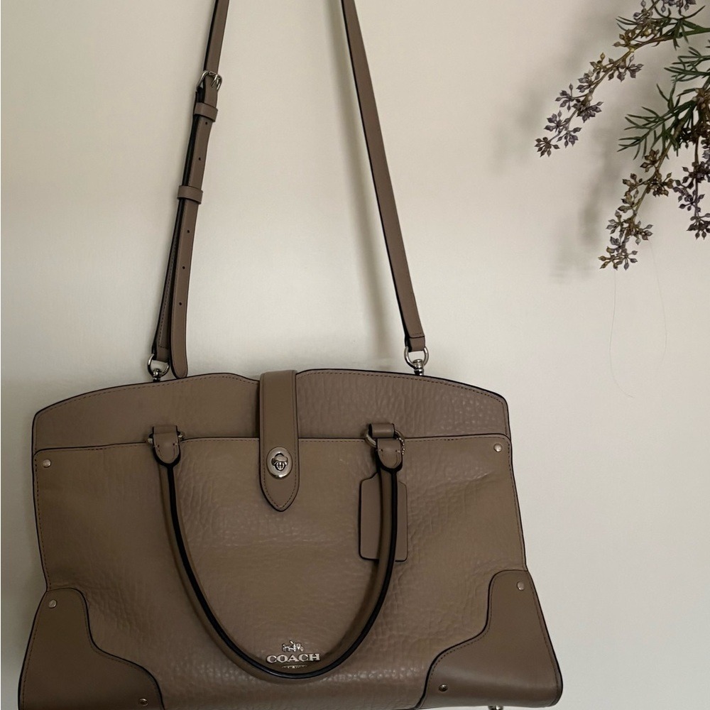 Coach Pebbled Leather Satchel | Latte Cocoa Neutral- Like New - Picture 5 of 14